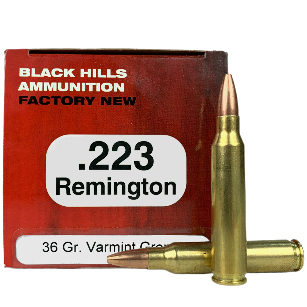 an image of the product Black Hills .223 Remington 36 Gr. Barnes Varmint Grenade Hollow Point Flat Base- Lead-Free- Box of 50