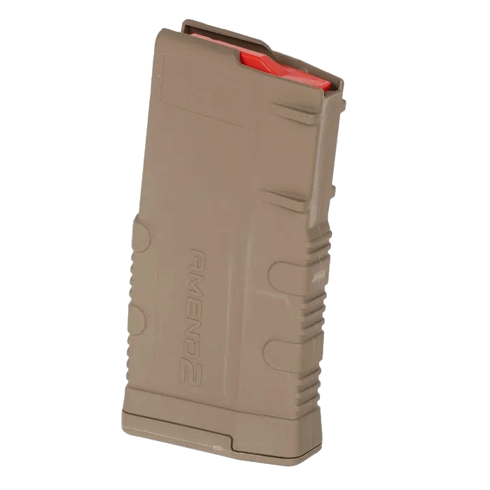 an image of the product Amend2 SR-25 .308/7.62x51mm Mod2 20-Round Magazine with Red Follower- FDE Polymer
