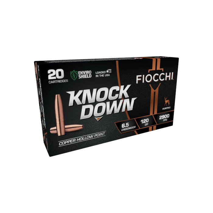 Fiocchi Knock Down 6.5mm Creedmoor 120 Gr. Copper Hollow Point- Lead-Free- Box of 20